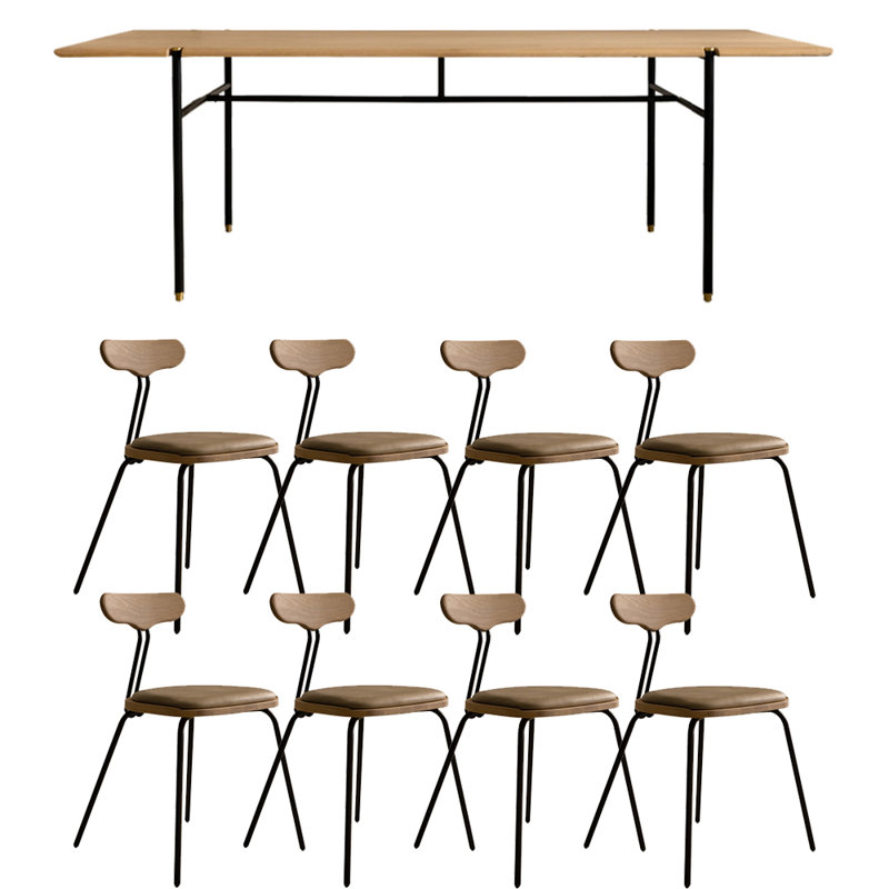 Ensemble de table de salle à manger en bois massif de style américain., H 29,5 po x L 94,4 po x l 35,4 po
