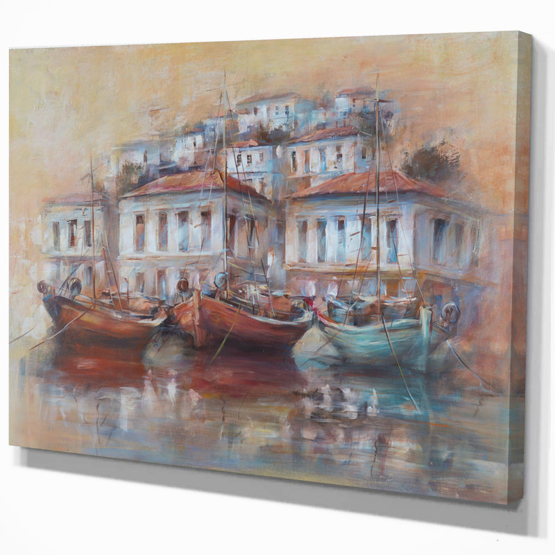 «Calm Sea with Boat», impression, H 20 po x l 20 po x P 1 po, Toile tendue