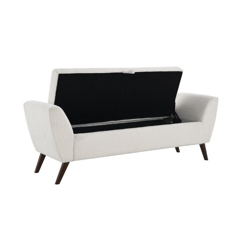 Banc rembourré avec rangement, Crème