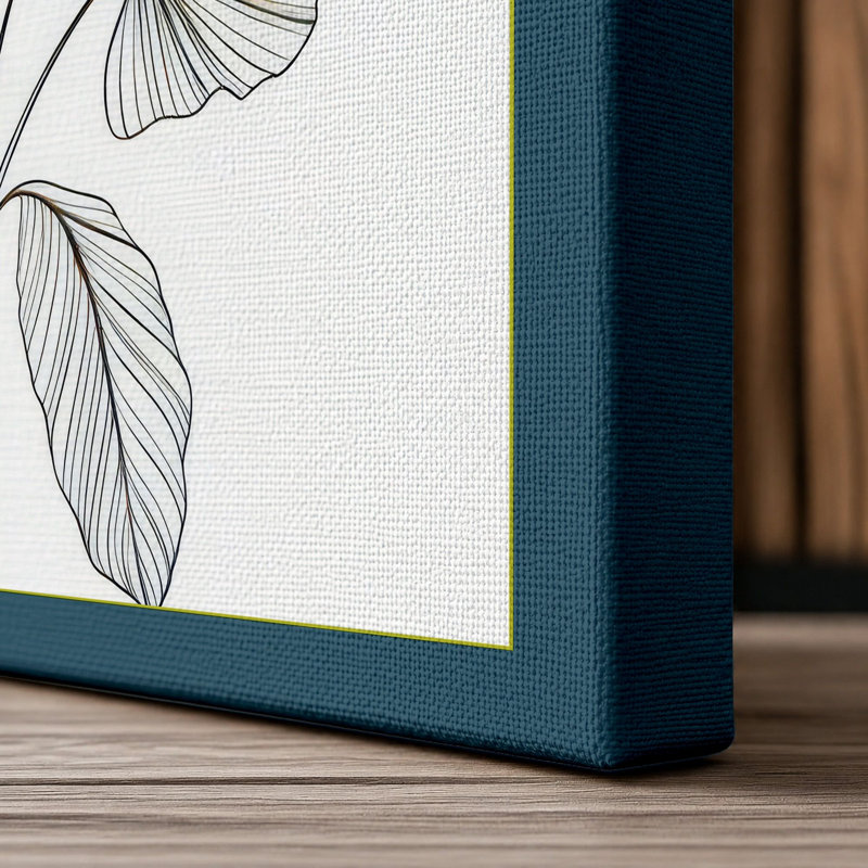 Study Botanical - Wrapped Canvas, 18x12 - 45.7 x 30.5 cm, Teal Border