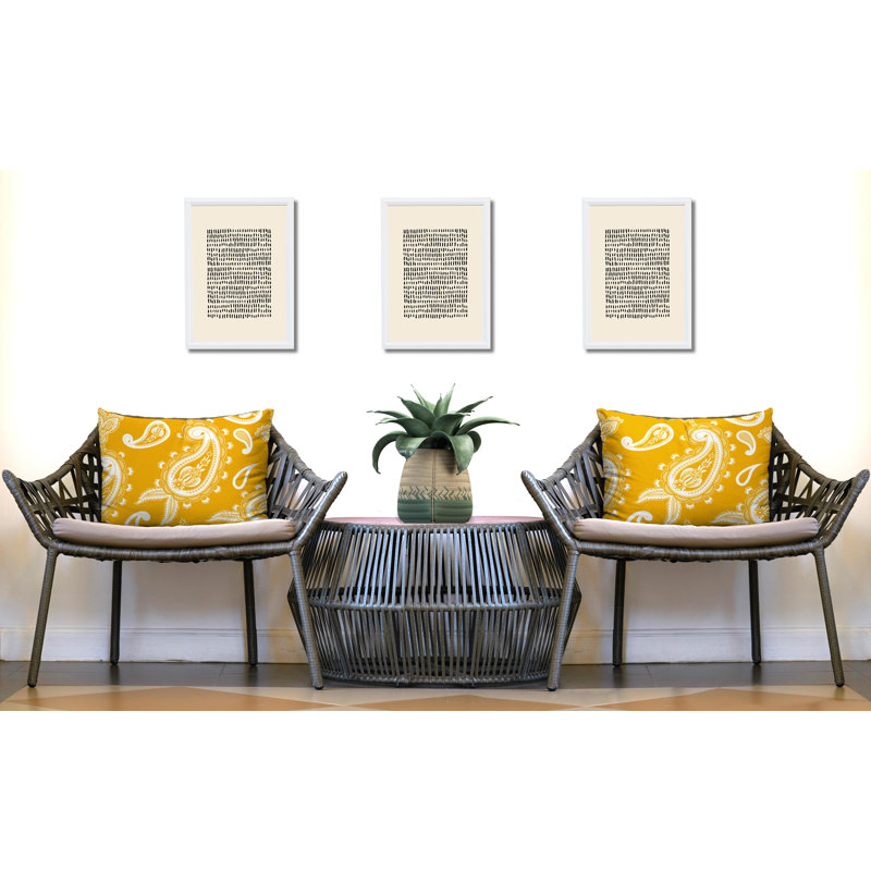 Paisley Outdoor Reversible Throw Pillow, Yellow