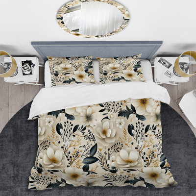 Minimalist Boho Chic Floral Pattern - Ensemble de housse de couette à motif floral