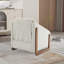 Upholstered Accent Armchair With Wood Accent Base-118494084