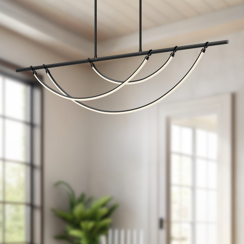 Aryas Urban Bronze LED Linear Pendant, 15" H 60" W x 1.75" D