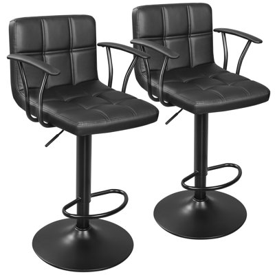 Armrest Adjustable Swivel Barstools With Back, Double Needle PU Leather Counter Height Chairs For Kitchen Lsland by Mercer41