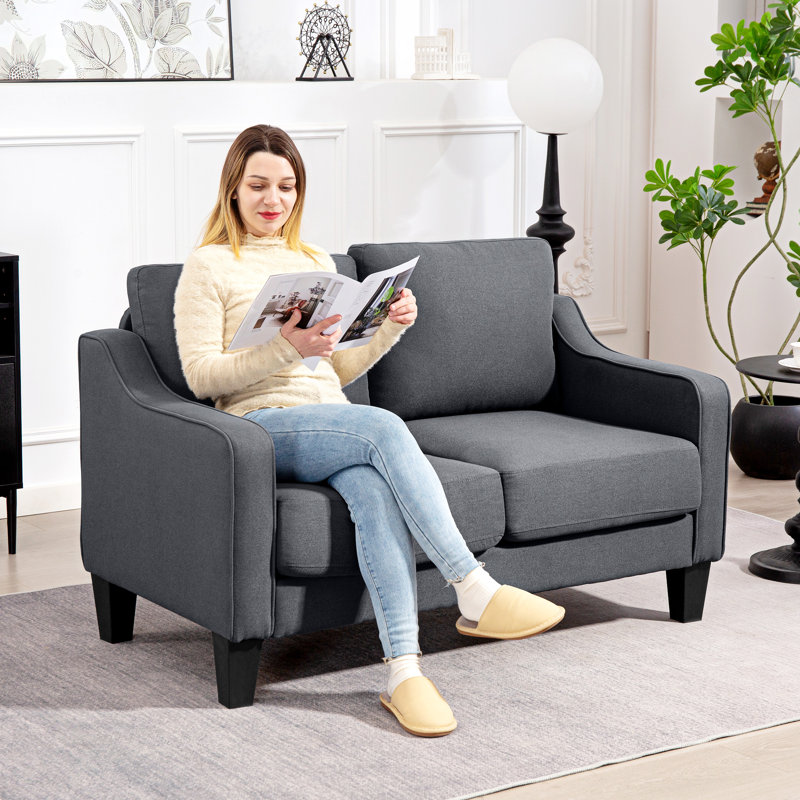Causeuse, canapé en lin avec ressorts ensachés, Gris anthracite