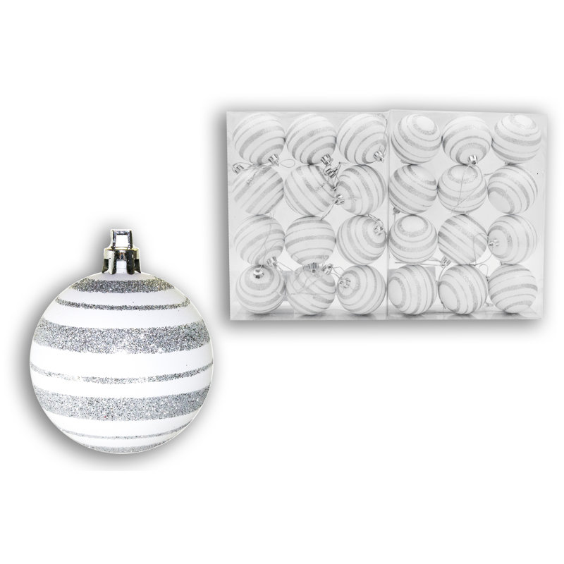 Ensemble d'ornement boule 24 pièces, Argent argent