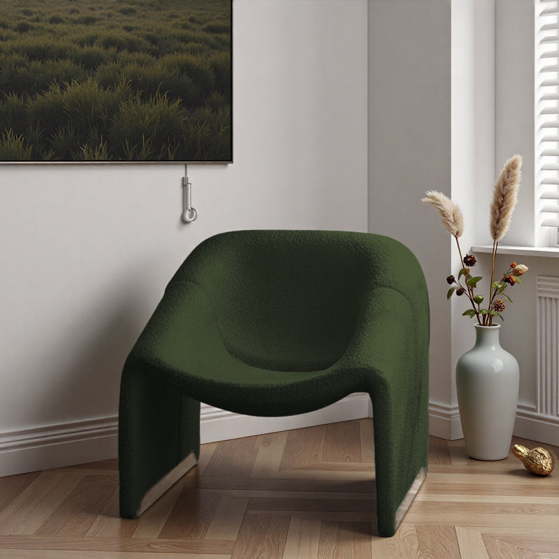 Fauteuil de loisir rétro en velours., Vert