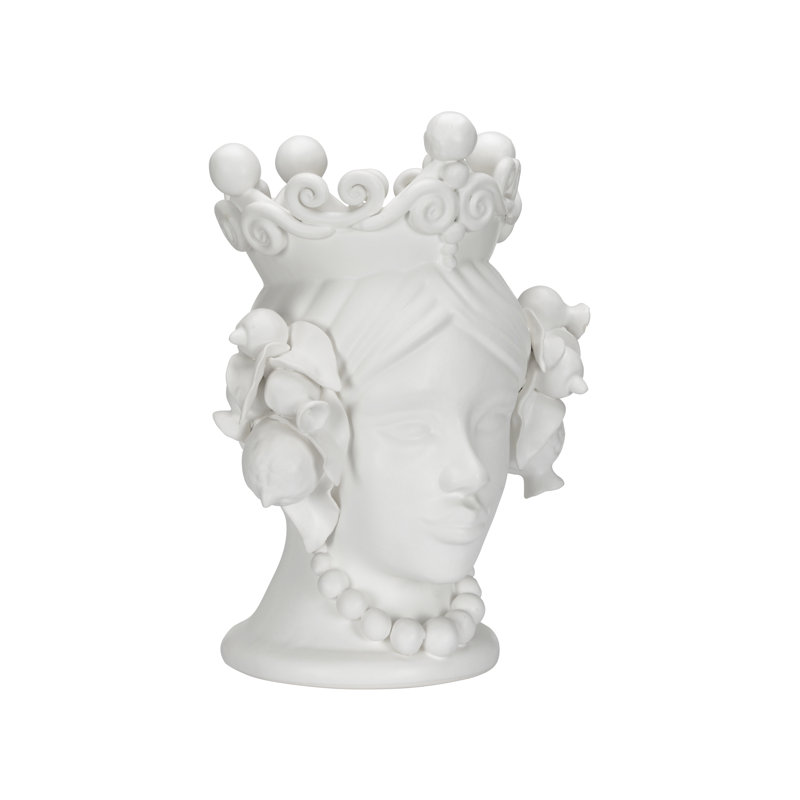 Elisabetta Matte White Ceramic Female Head Vase