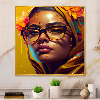 Élégante femme arabe avec hijab floral IV - Impression sur toile