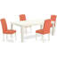 Ensemble de table de cuisine 9 pièces comprenant une table de salle à manger rectangulaire avec feuille papillon et 8 chaises parsons en simili cuir flamant rose, 42 x 84 po, lin blanc-1418294755-1373620569-1410233430
