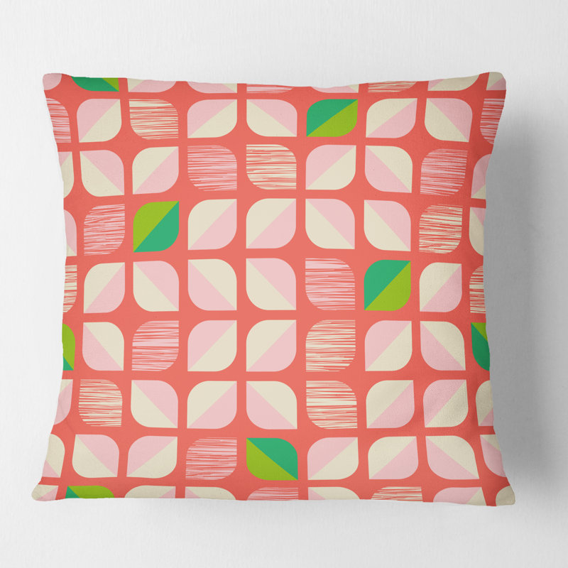 Coussin décoratif abstrait à motif géométrique abstrait rétro Mid-Century, 18 po x 18 po