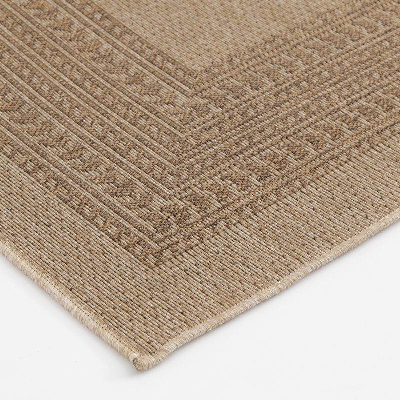 Tapis intérieur / extérieur en polypropylène brun clair / brun Union Union, Rectangle 3 pi 3 po x 5 pi 3 po