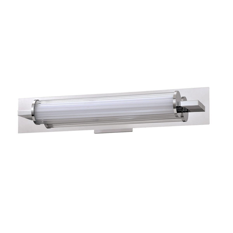 SABRA LED Vanity Light with Clear Ribbed Glass Shade, Chrome, 4.5" H x 23" W x 4.5" D
