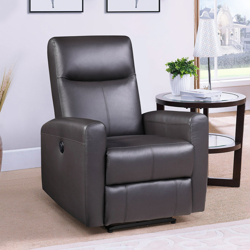 Fauteuil inclinable électrique brun avec accoudoirs carrés