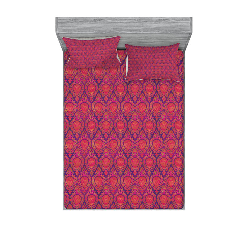 Ensemble de draps et taies décoratives fuchsia Ambesonne, mauve et rose foncé