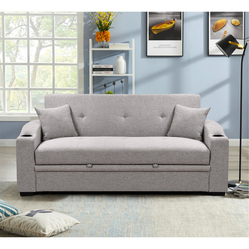 Versatile Sofa Bed With Adjustable Backrest And Hidden Storage For All Spaces, Light Grey