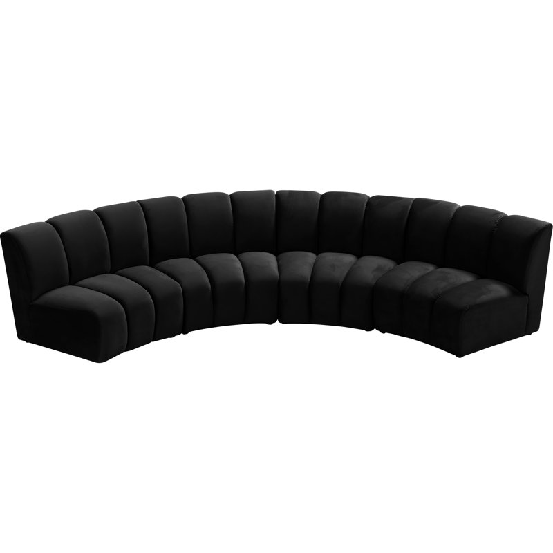 Canapé modulaire en velours Infinity, Velours noir, 4 pièces