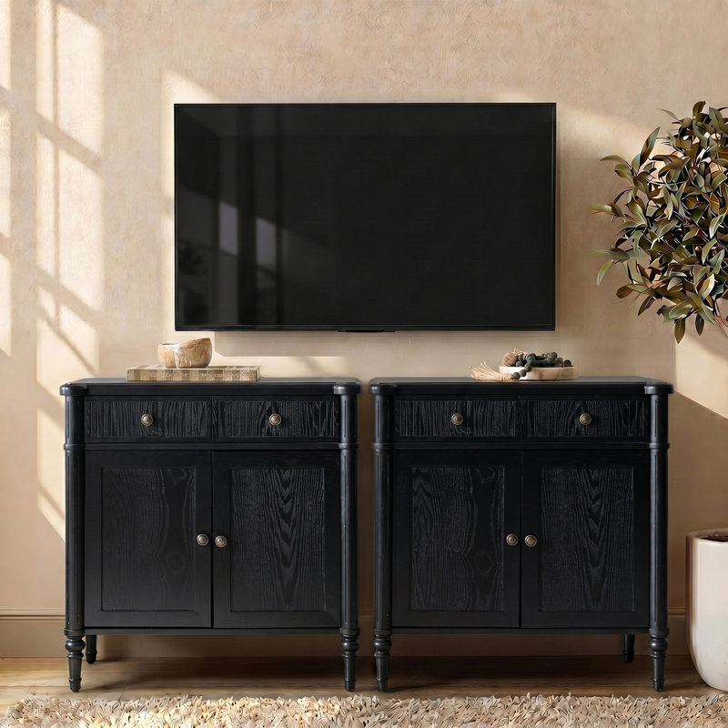 Armoire d'appoint 1 tiroir 2 portes Hoai, Black