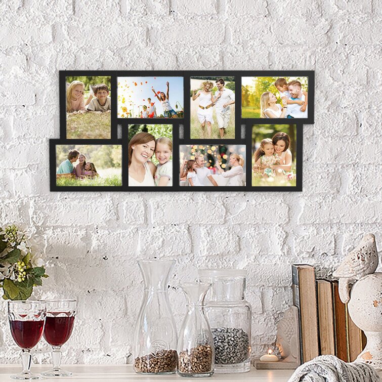 6-Opening 19 x 14.5 Two-Toned Picture Frame Wall Collage, Displays Two 4x4, Three 4x6 and One 5x7 Gracie Oaks Color: Black