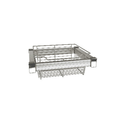 Satin Metal Premium 18" Full-Extension Slide-out Wire Basket for Cabinets with Aluminum Frame - Standard 7.7" Height