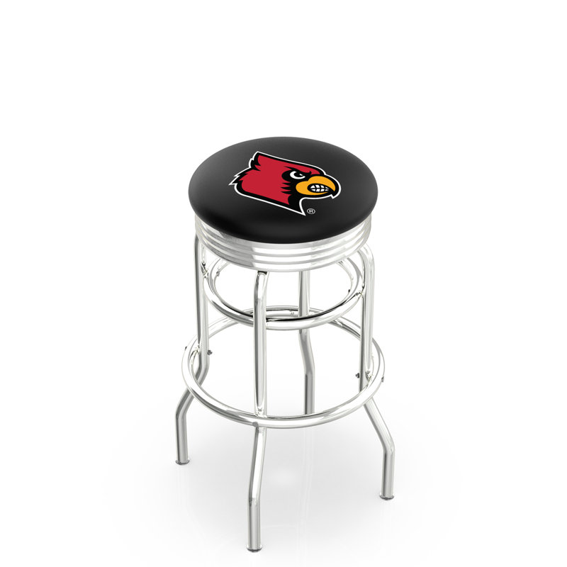 Tabouret de bar Logo Series, Tabouret de bar d'une hauteur de siège de 30 po, Double anneau chromé, University of Louisville