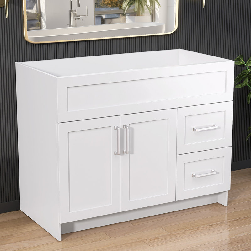 Armoire de salle de bain autoportante sans base de salle de bain blanche non assemblée l 42 po x P 21,5 po x H 33,5 po.