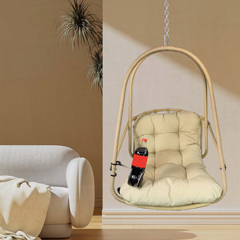 Fauteuil à œufs pivotant avec support de type C (support non inclus), Coussin beige / structure brune