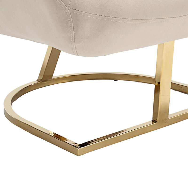Chaise d'appoint rembourrée et capitonnée Alleen, Velours beige