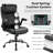 Ergonomic Office Chair, Reclining Executive Office Desk Chair with Adjustable Headrest and Pocket Spring Lumbar Support, Comfortable High Back Leather Computer Chair with Flip Up Armrests