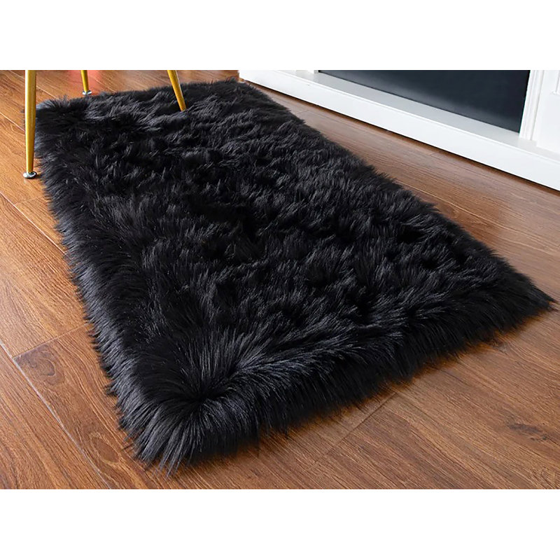 Tapis noir à poils longs Jubilee, Rectangle 12 pi x 15 pi