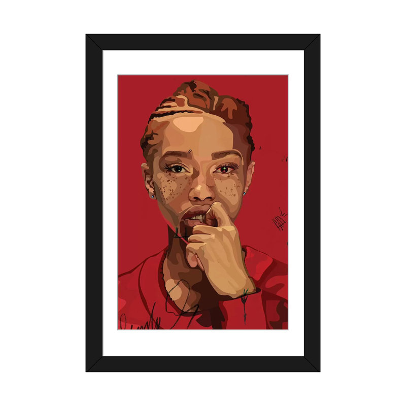 « freckles fille », impression sur toile, H 32 po x l 24 po x P 1 po, Papier d'art encadré noir, Blanc