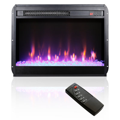 Electric Fireplace Insert 23 Inch - Realistic Flame, 5000 /h Heat, Remote With Timer, Overheat Protected 23" Crystal 9 Adjustable Brightness Settings, Protected, Infrared Control