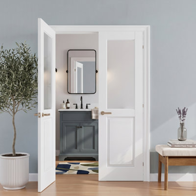 Porte standard 80 po en verre massif semi-dépoli 80 po