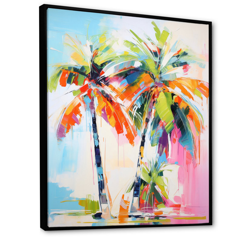 Colell Palm Trees Palm IV sur toile, H 20 po x l 12 po x P 1 po, Cadre flottant noir