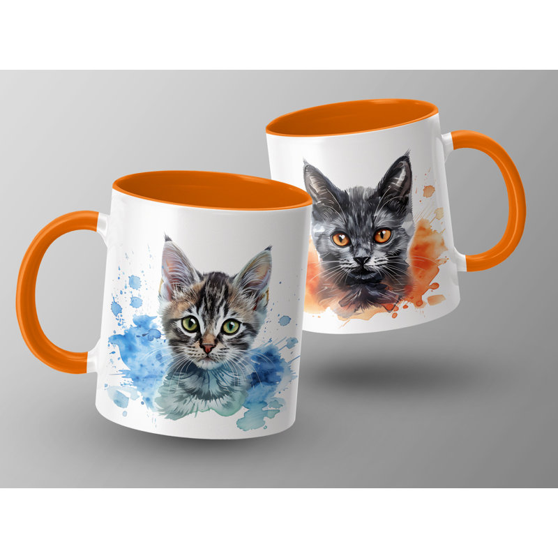 Ceramic Coffee Mug, Orange, 1