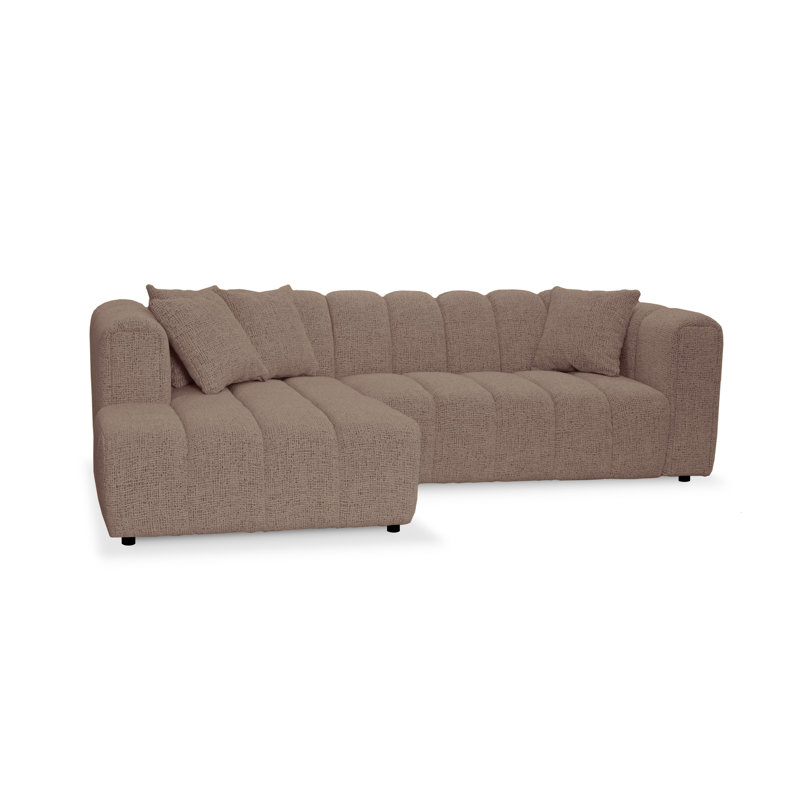 3 Seater Corner Sofa, Polyester - Pink, Left Hand Facing