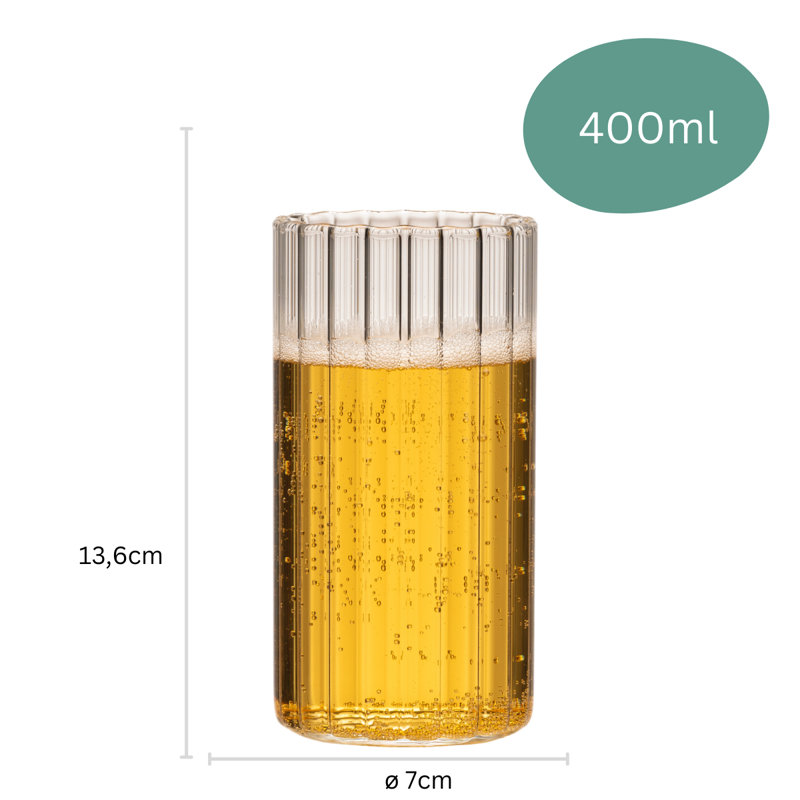 Zoha Borosilicate Glass Drinking Glass Set, 400ml