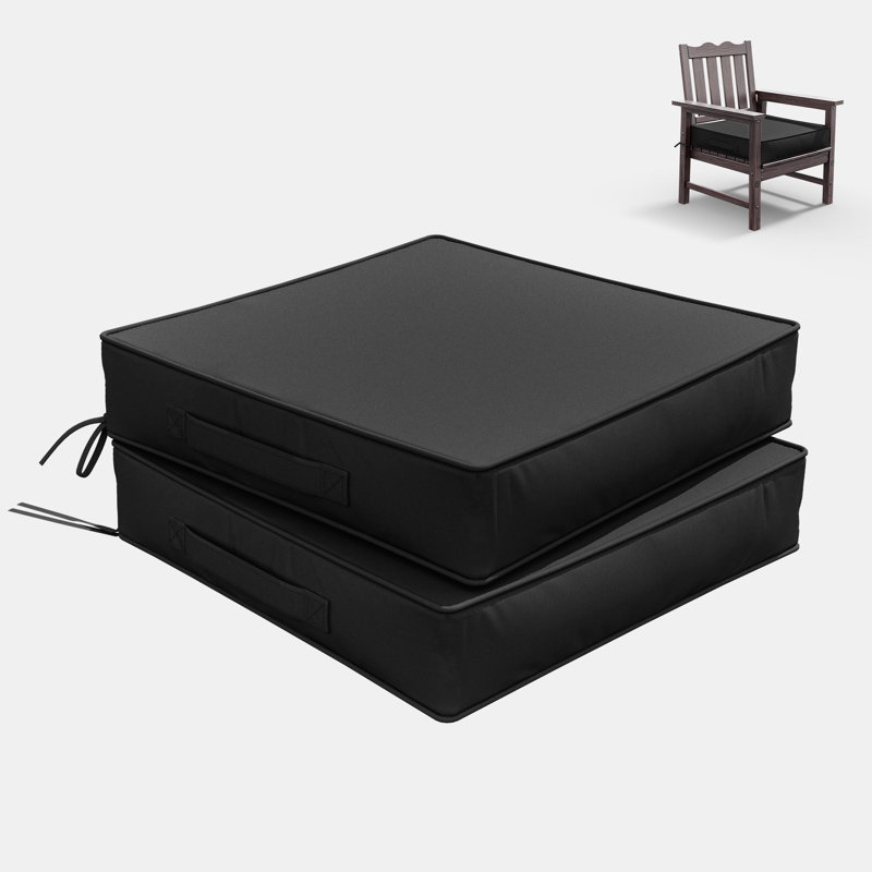 Outdoor 5” Seat Cushions And 24”X24” Outdoor Cushions Dining Seat Cushions , Black