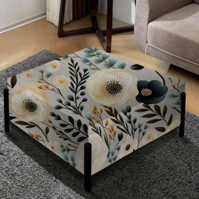 Minimalist Boho Chic Floral Pattern I - Floral Large Square Ottoman