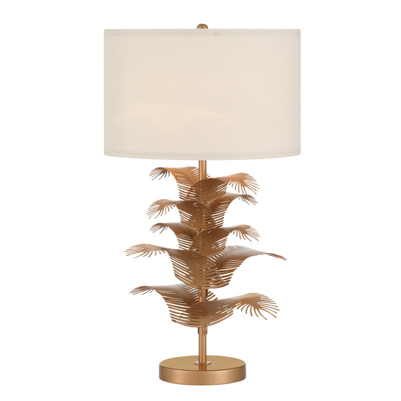 Lampe de table avec tige en métal Demrul, Doré