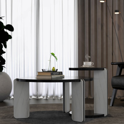 Ensemble de 2 tables basses gigognes 32,68 pouces avec table de bout (table basse incluse seulement)