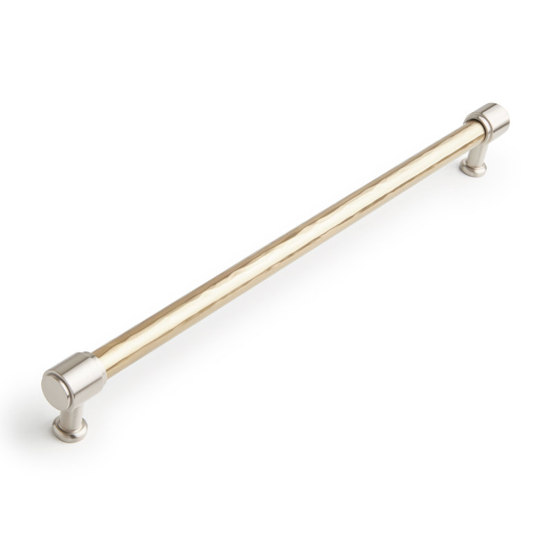12-5/8" Lazzara Textured Oversized Cabinet Pull, Satin Nickel / Golden Champagne