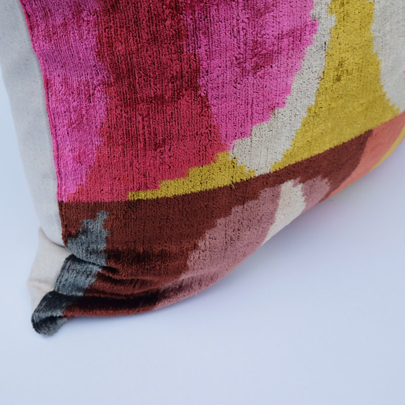 Kara Feather Throw Pillow, 24" x 24", Multicolor Geometric