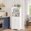  Two-door Tall Kitchen Storage Cabinet With Open Shelves - White