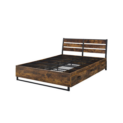 Juvanth Rustic Oak & Black Finish E. King Bed With Storage,bed frame,platform bed,storage bed -  17 Stories, C86859697E1A42C89011A6B343EF3A4A