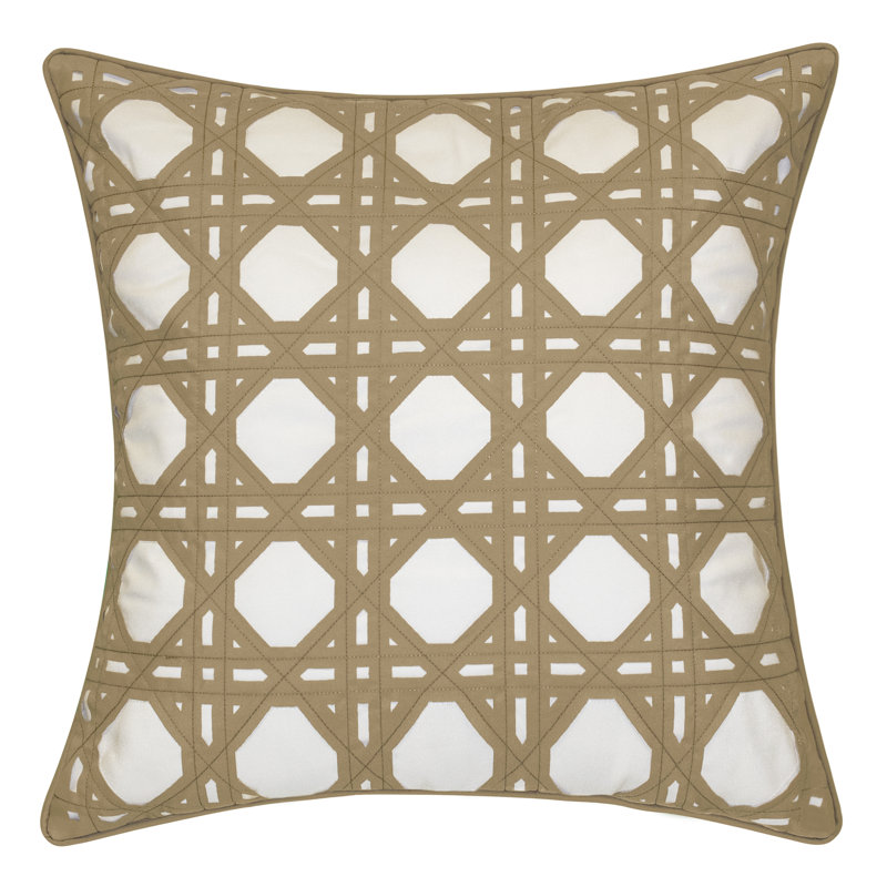 Housse et insert de coussin carré d'intérieur et d'extérieur en rotin pour l'intérieur et l'extérieur, Kaki