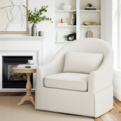 Fauteuil demi-tonneau pivotant avec coussin lombaire 30,3 po Martha