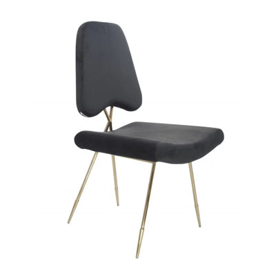 46cm H Velvet Upholstered Side Chair in Black