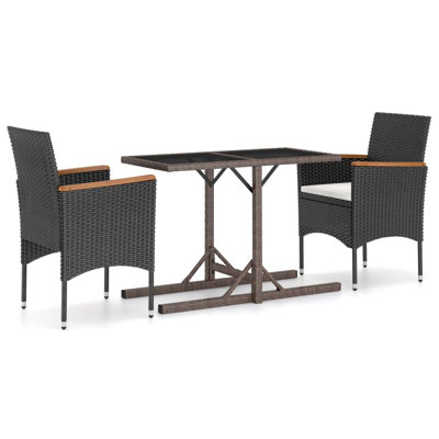 Bryaire 2 - Person Wicker Patio Dining Set with Rectangular Table , Cushions Included
